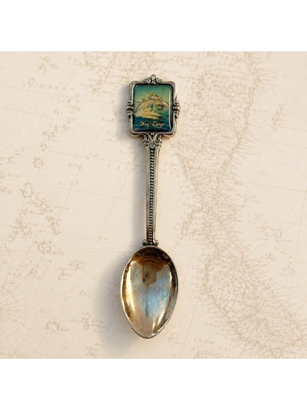 Vintage Galaxy Perfect Plate Silverplated Key Largo Dolphins Souvenir Spoon